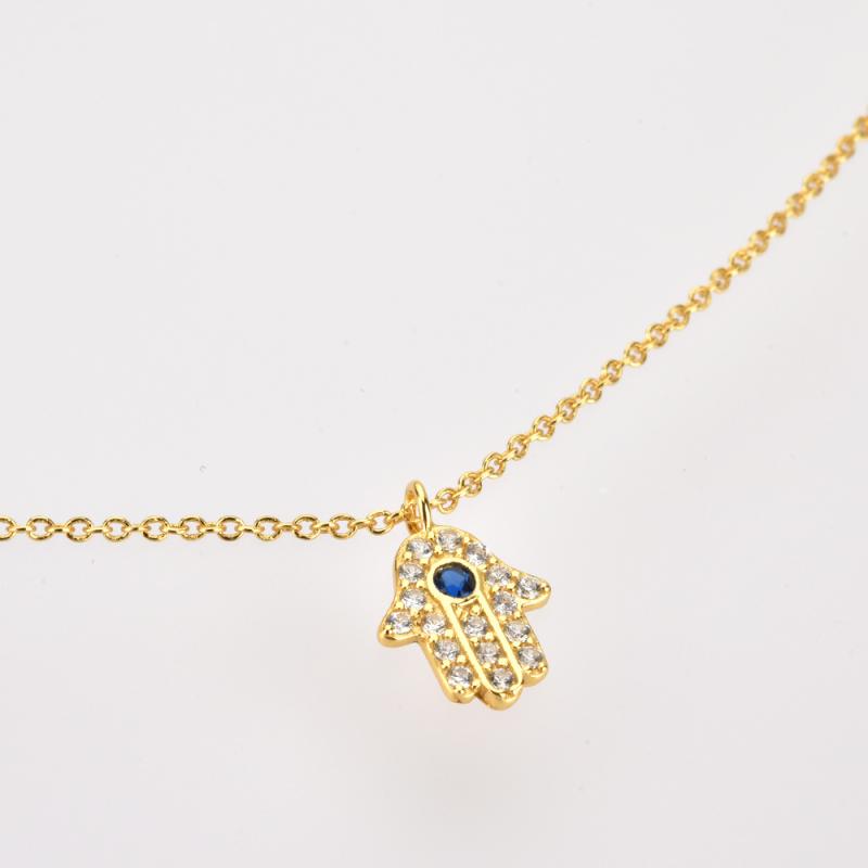 14K Gold Diamond Hamsa Pendant Necklace  |  Womens Necklaces Jewelry Necklaces