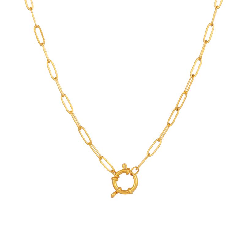 14K Gold Large Paper Clip Chain With Diamond Ring  |  Womens Diamonds Diamonds Diamonds