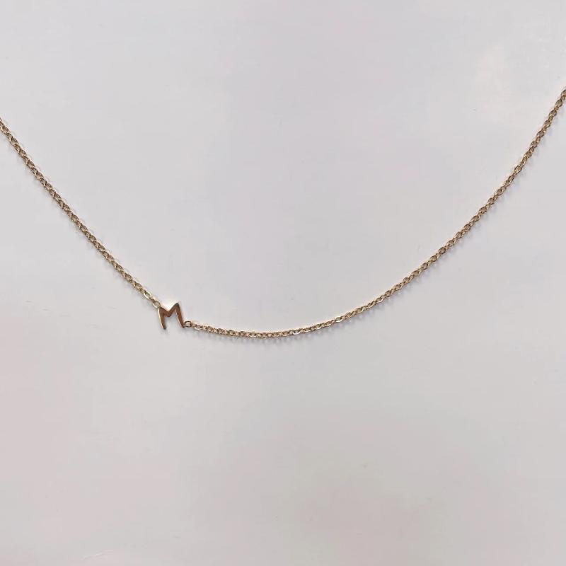 14K Rose Gold Mini Letter Necklace  |  Womens Necklaces Jewelry Necklaces