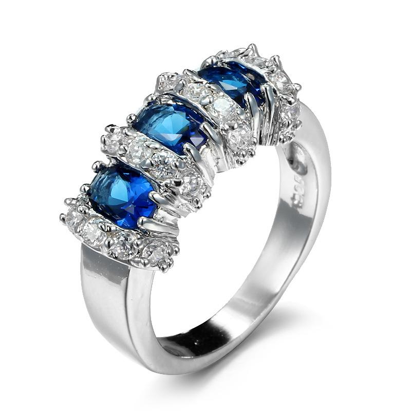 18K White Gold Procida Sapphire And Diamond Ring  |  Womens Rings Jewelry Rings