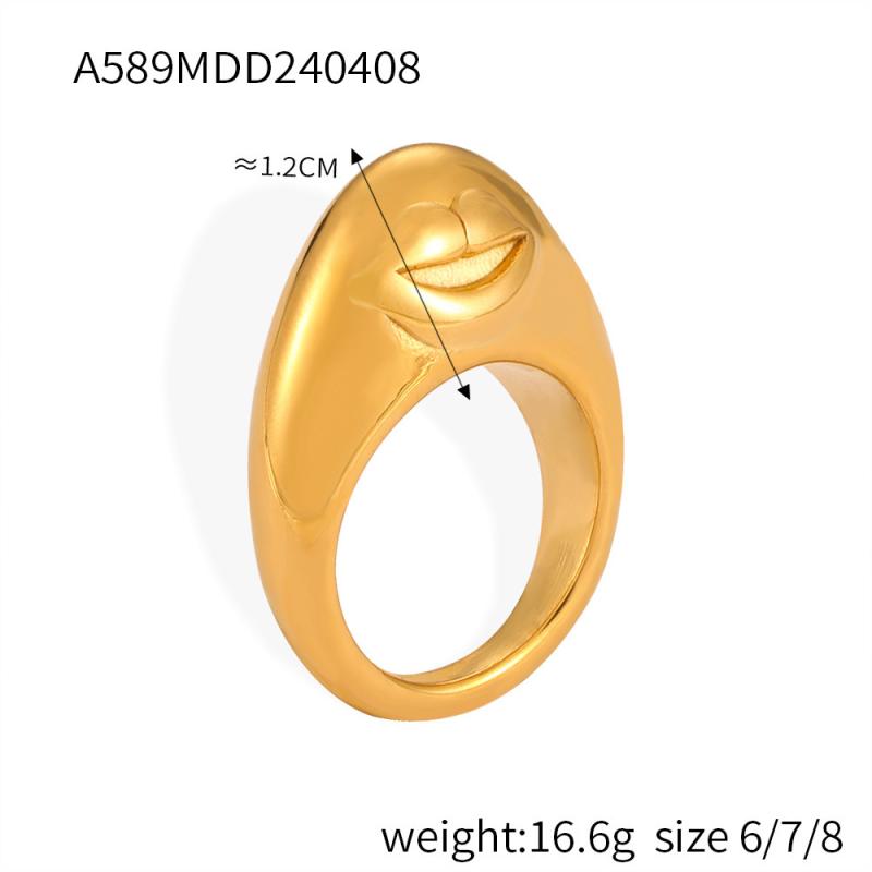 18K Yellow Gold Cabochon Ring  |  Womens Rings Jewelry Rings