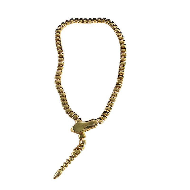 18K Yellow Gold Serpenti Tubogas Onyx Diamond Necklace  |  Womens Necklaces Jewelry Necklaces