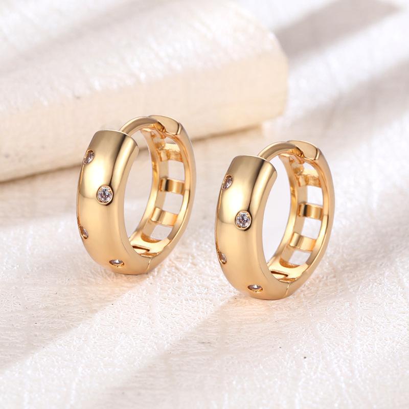 18K Yellow/White Gold Diamond Huggie Hoop Earrings  |  Womens Diamonds Diamonds Diamonds