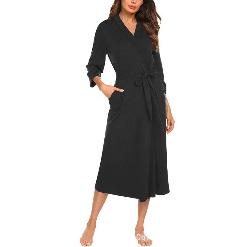 Abigail 3/4-Sleeve Midi Wrap Dress  |  Womens Dresses Clothing BLACK