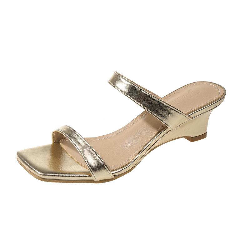 Alanis Metallic Crisscross Slide Sandals  |  Womens Sandals Sandals PLATINUM