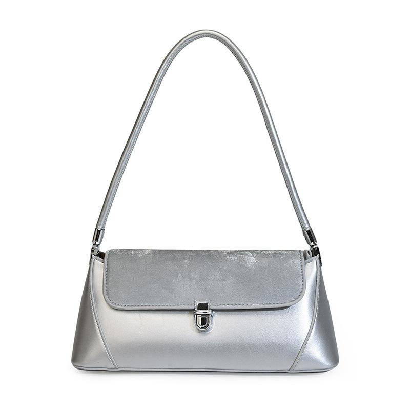 Ami Mini Frame Metallic Leather Shoulder Bag  |  Womens Shoulder Bags Handbags NAPPA SILVER