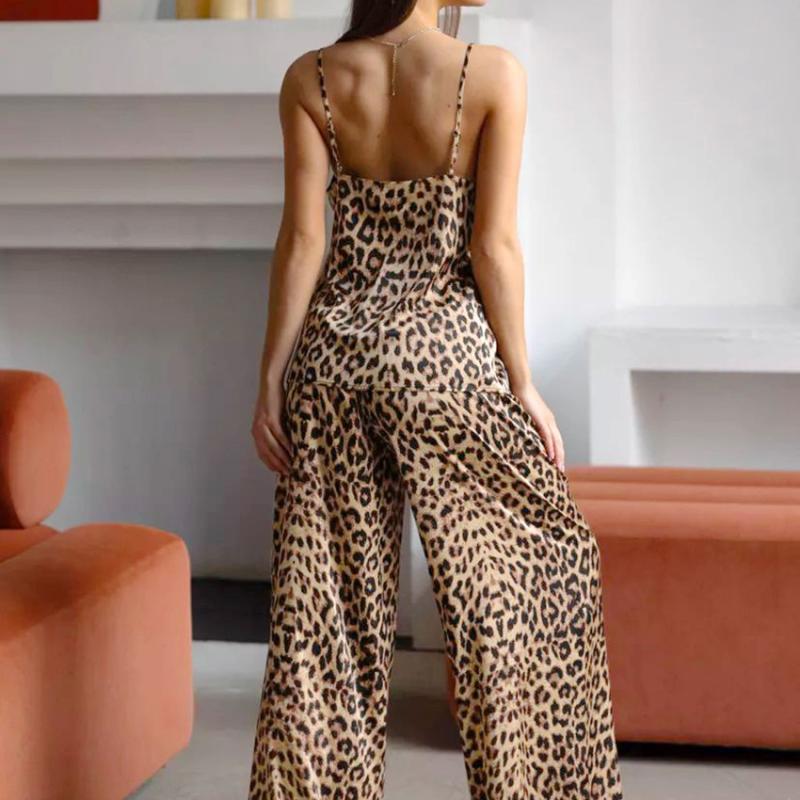 Animal-Print Goldie & Christina Pajama Set  |  Womens Sleepwear Clothing BROWN LEOPARD PRINT