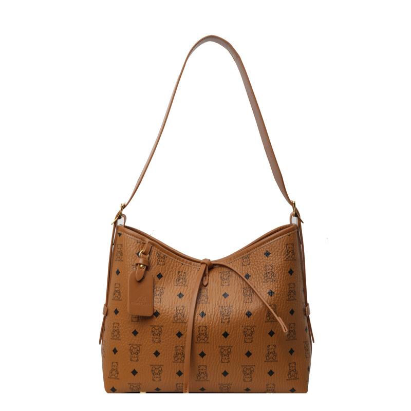 Aren Visetos Monogram Hobo Bag  |  Womens Shoulder Bags Handbags COGNAC