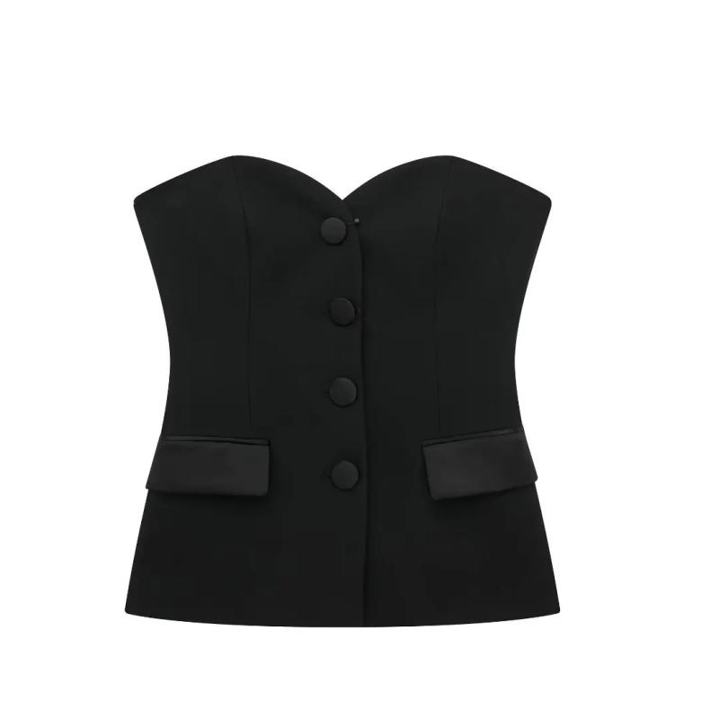 Arlette Fitted Bustier Top  |  Womens Tops Clothing BLACK