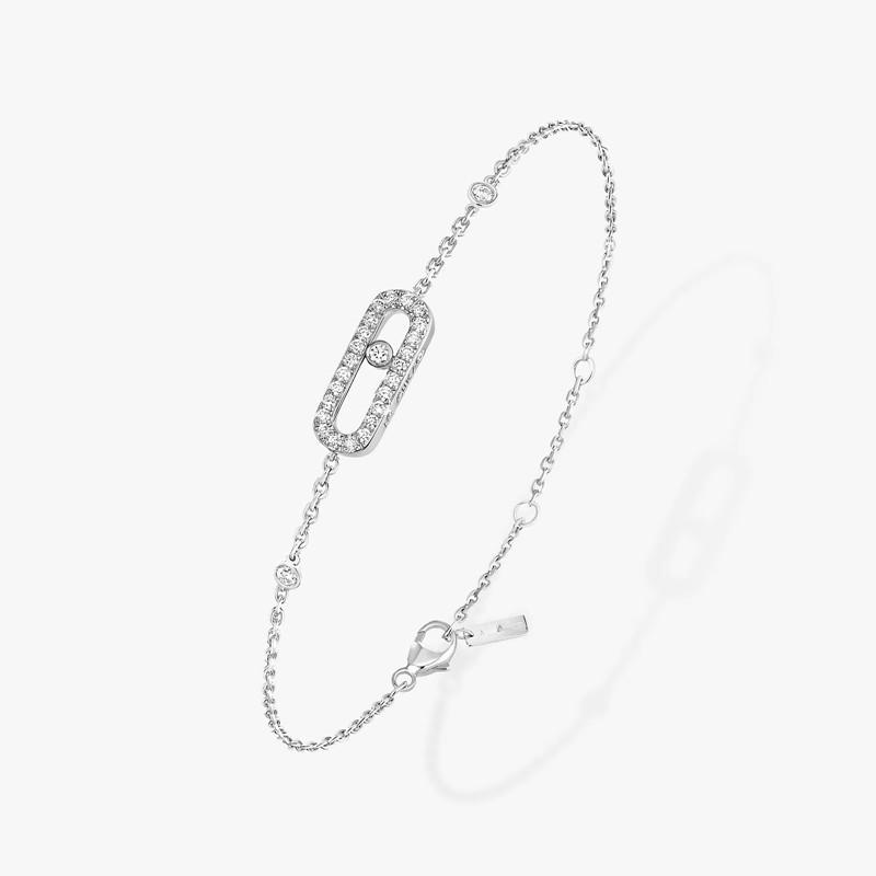 Baby Move 18K White Gold Pave Diamond Station Chain Bracelet  |  Womens Bracelets Bracelets Bracelets