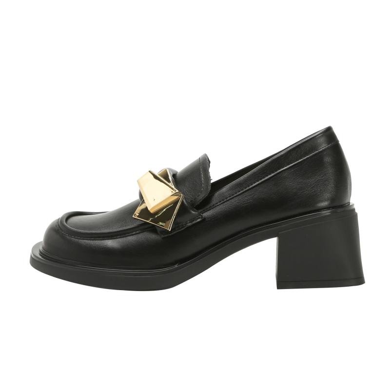 Benilde Leather Vara Bow Heeled Loafers  |  Womens Loafers Loafers Loafers