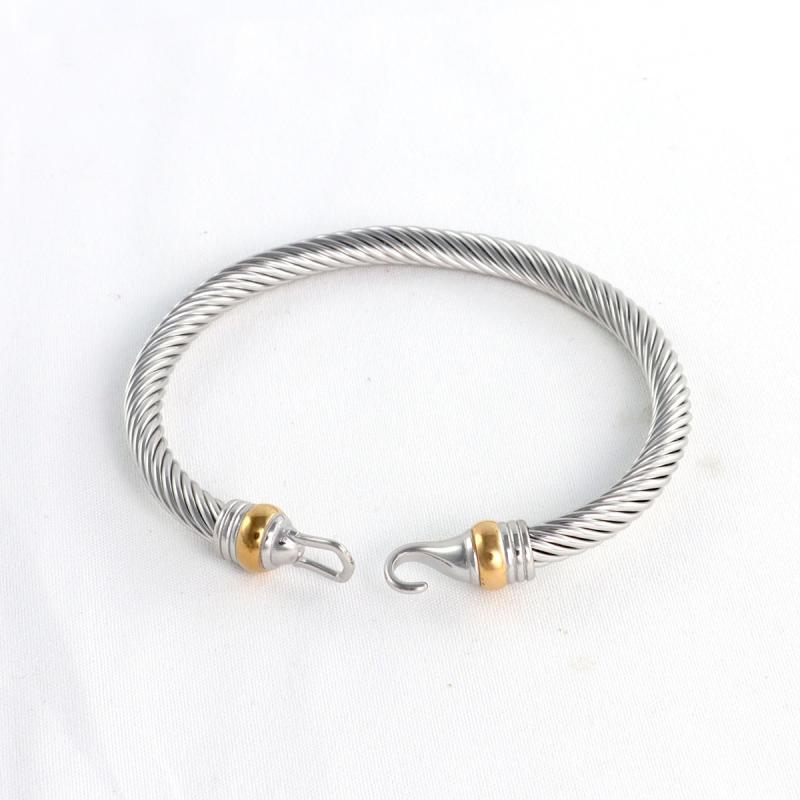 Cable Buckle Bracelet With 18K Gold In Silver, 4Mm, Size S  |  Womens Bracelets Bracelets Bracelets