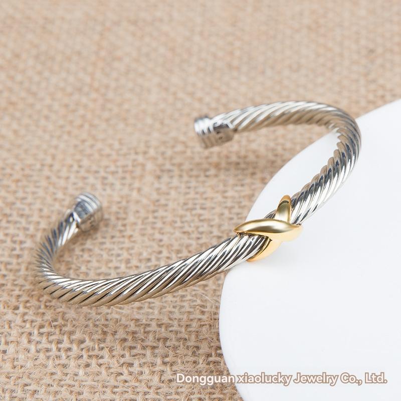 Cable Station Bracelet In Silver With 18K Gold, 4Mm  |  Womens Bracelets Bracelets Bracelets