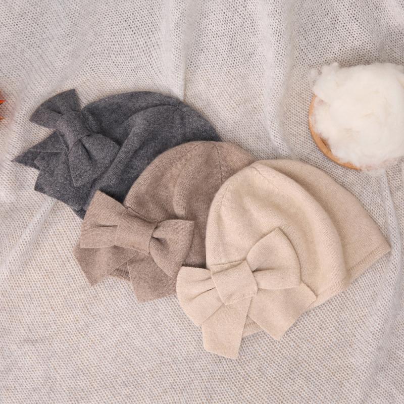 Cashmere Beanie W/ Bow  |  Womens Hats Accessories Hats