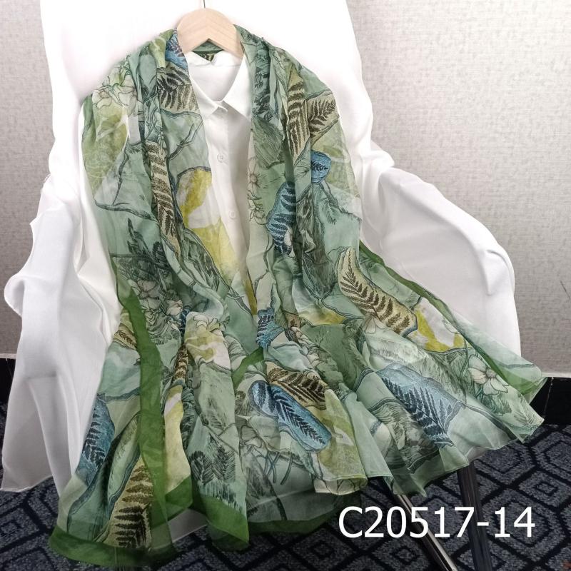 Cashmere & Silk Humming Bird Printed Poncho  |  Womens Scarves & Wraps Accessories GREEN