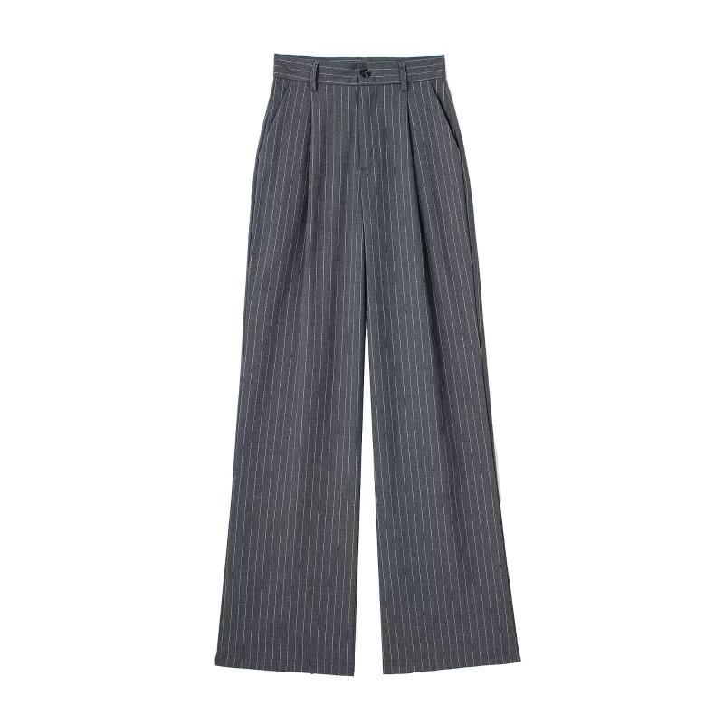 Charles High-Rise Pinstripe Pants  |  Womens Tailored Suiting Clothing GREY MELAN