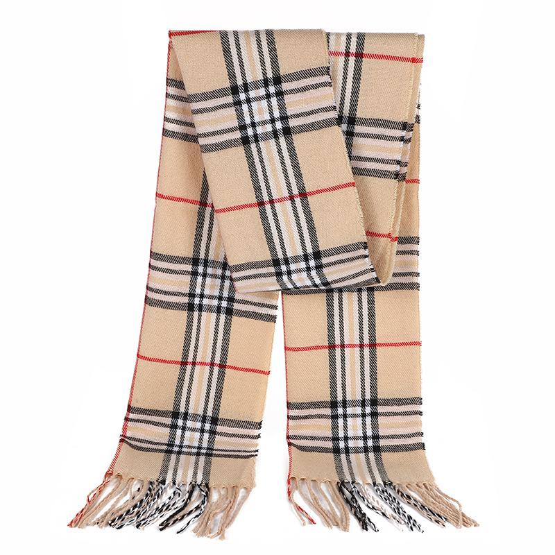 Check-Print Fringe Trim Scarf  |  Womens Scarves & Wraps Accessories SAND