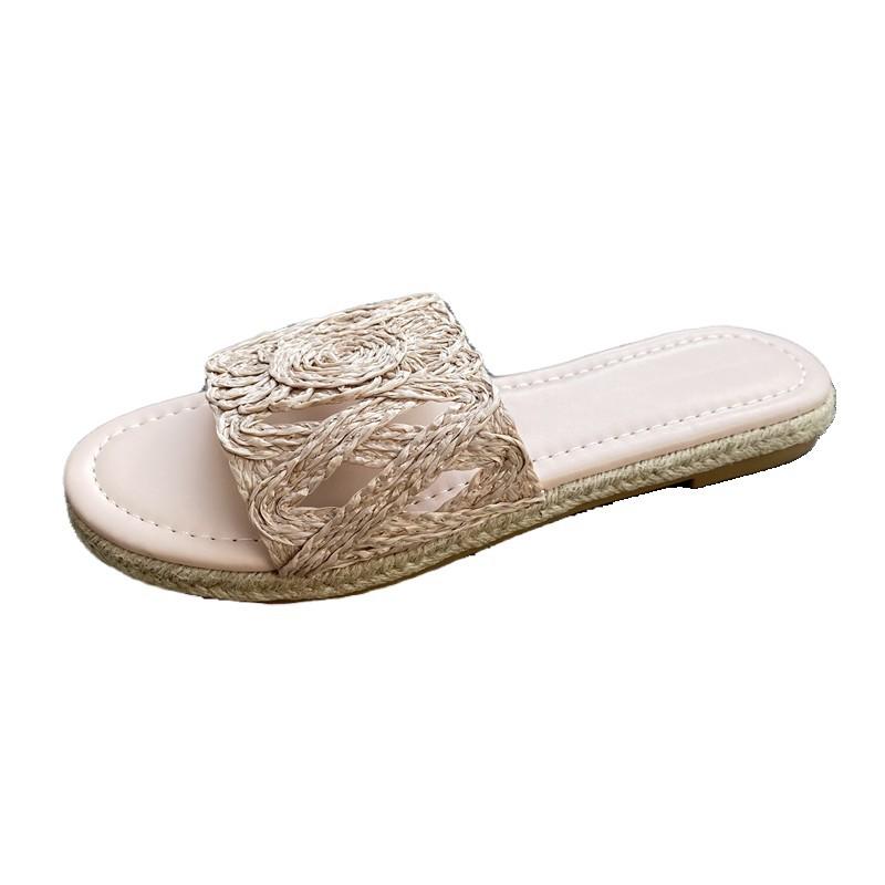 Cinna Woven Buckle Flat Slide Sandals  |  Womens Sandals Sandals NATURAL