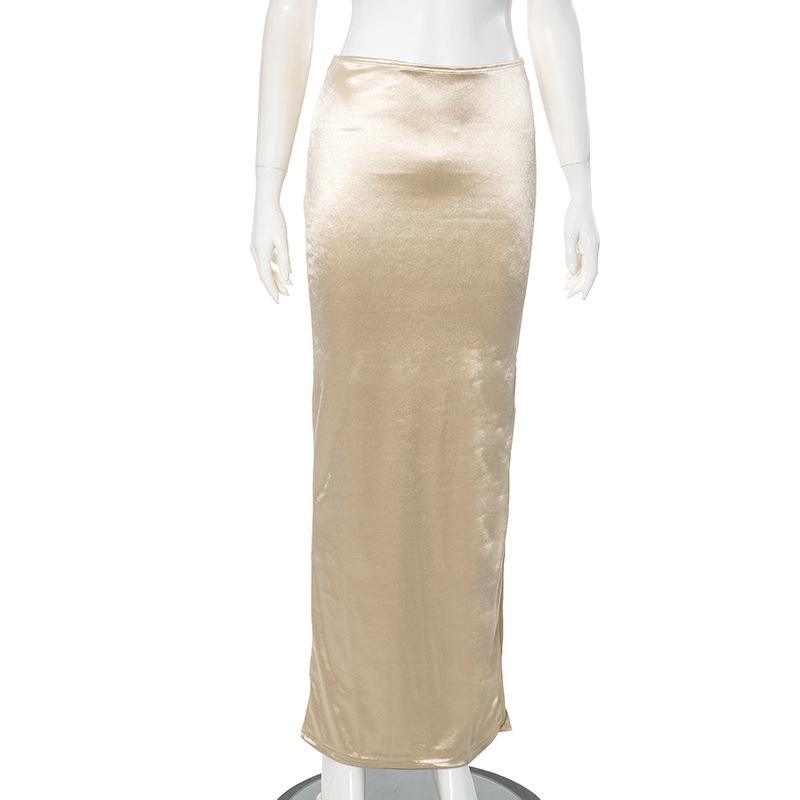 Clover Brushed Metallic Slip Skirt  |  Womens Evening Clothing Evening