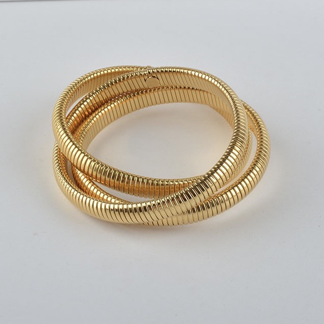 Cobra Elastic Bracelets, Set Of 3, Gold  |  Womens Bracelets Bracelets Bracelets