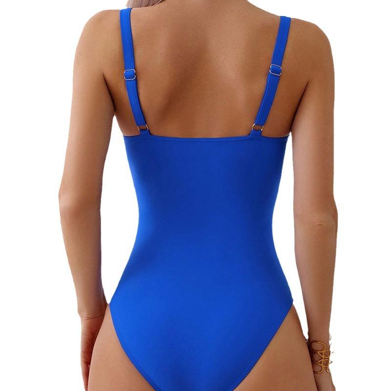 Cutaway V-Neck One-Piece Swimsuit  |  Womens Swimwear & Coverups Clothing AZURE