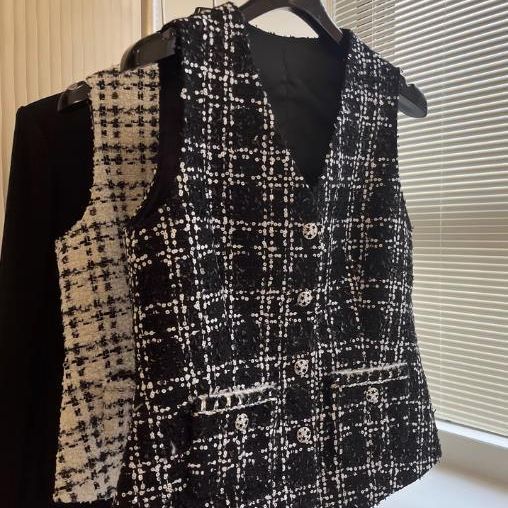 Danni Chain-Embellished Frayed Tweed Vest  |  Womens Jackets & Blazers Clothing BLACK IVORY