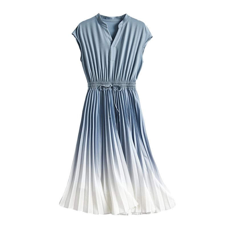 Deep V-Neck Pleated Ombre Gown  |  Womens Evening Clothing Evening