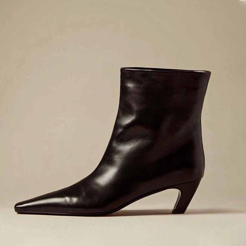 Dellia Leather Kitten Ankle Booties  |  Womens Booties Booties BLACK