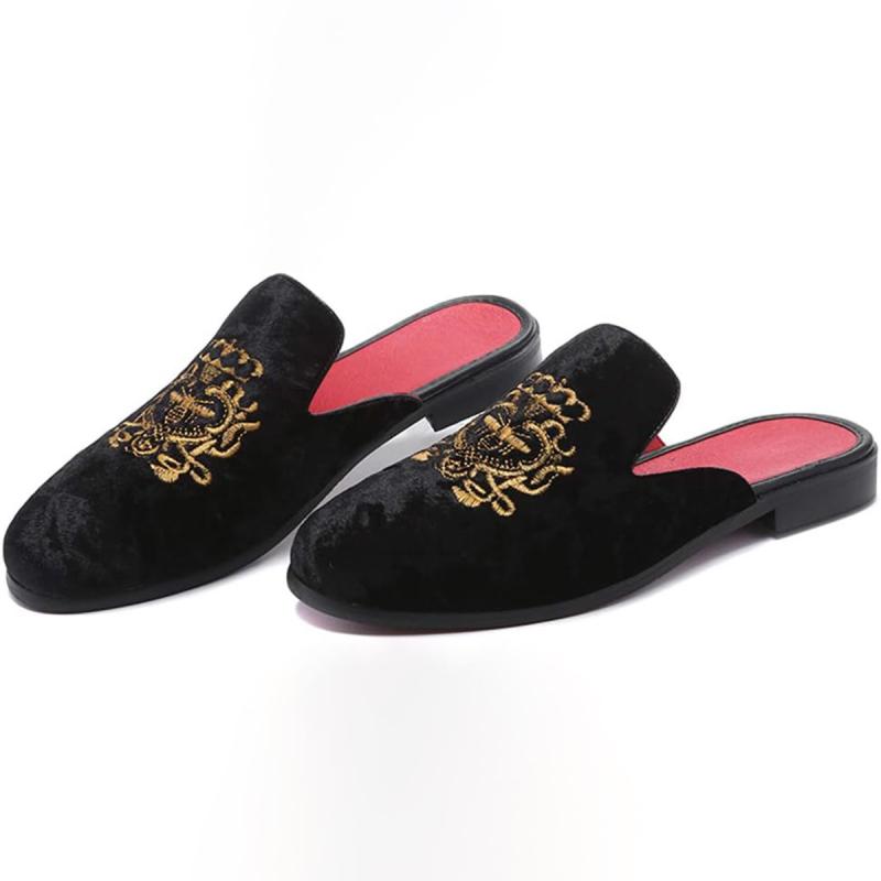 Embroidered Velvet Loafer Mules  |  Womens Mules & Slides Mules & Slides Mules & Slides