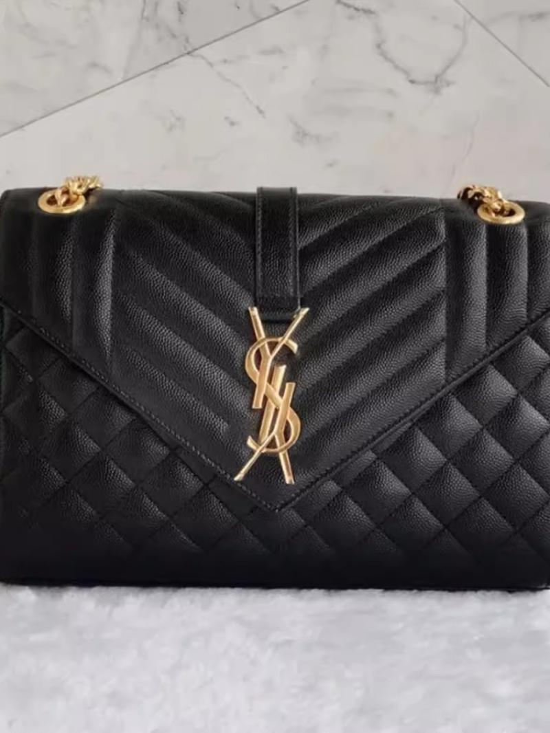 Envelope Triquilt Medium Ysl Shoulder Bag In Smooth Quilted Leather  |  Womens Crossbody Bags Crossbody Bags BLACK VINTAGE