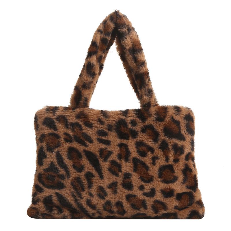 Esti Leopard Faux Fur Tote Bag  |  Womens Tote Bags Handbags DARK LEOPARD