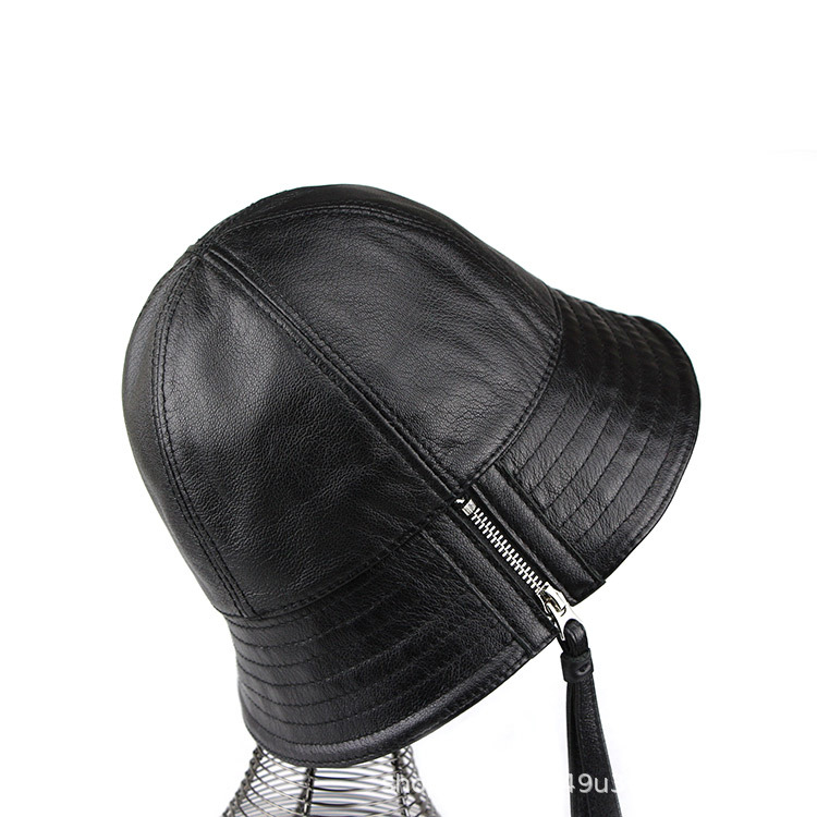 Fisherman Zip Leather Bucket Hat  |  Womens Hats Accessories BLACK