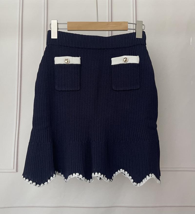 Flared Crochet Contrast Trim Mini Skirt  |  Womens Tailored Suiting Clothing BLUE