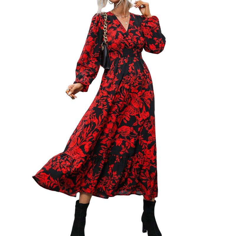 Floral-Embroidered Lace Trumpet Gown  |  Womens Evening Clothing BLACK RED