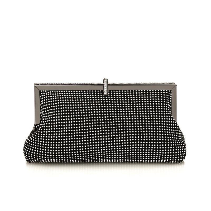 Flower Crystal-Embellished Clutch Bag  |  Womens Evening Bags Evening Bags BLACK