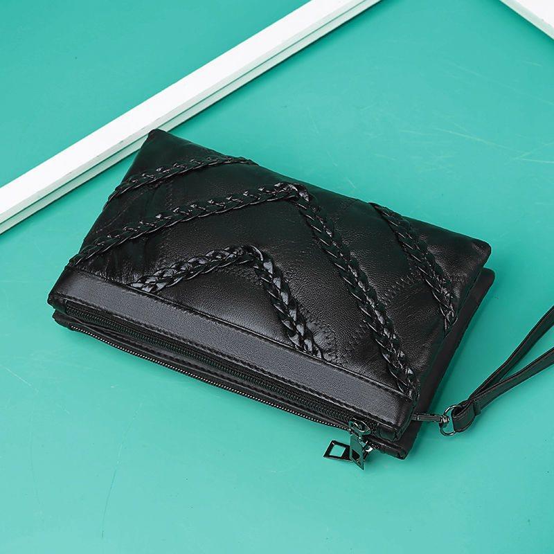 Fold-Over Flap Leather Shoulder Bag  |  Womens Clutches & Pouches Clutches & Pouches BLACK