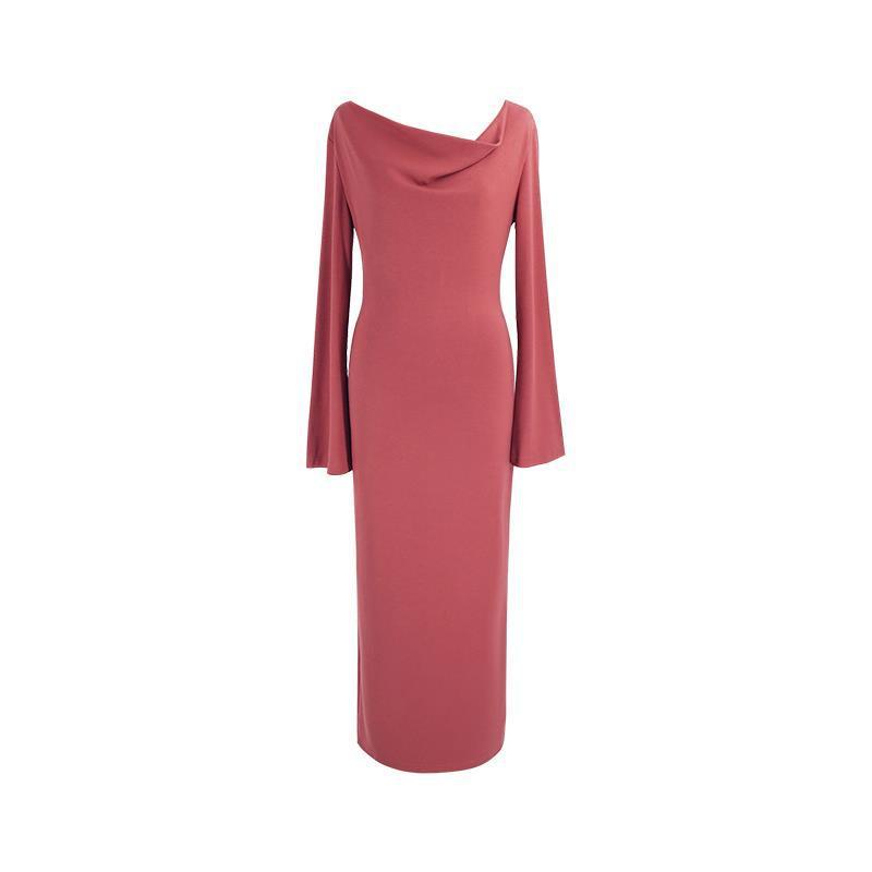 Foldover Funnel-Neck Midi Dress  |  Womens Evening Clothing Evening