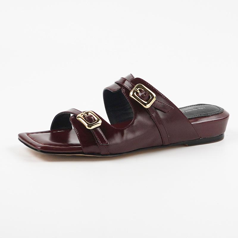 Foresaw Leather Double Monk Slide Sandals  |  Womens Sandals Sandals DARK BROWN