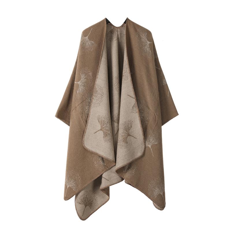 Gancini Wool & Leather Cape  |  Womens Scarves & Wraps Accessories NERO