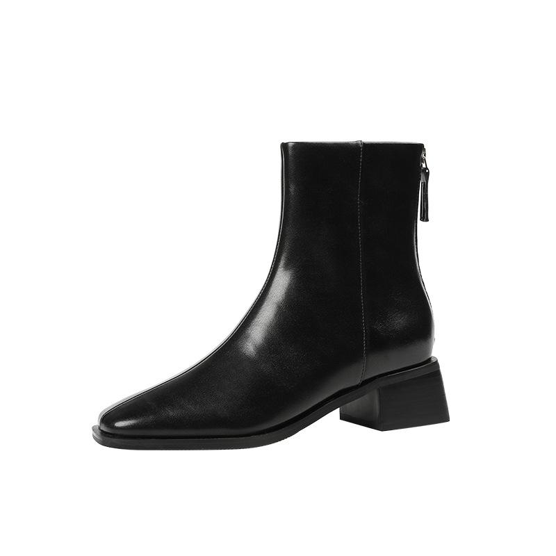 Gema Leather Zip Ankle Booties  |  Womens Boots Boots Black Leather