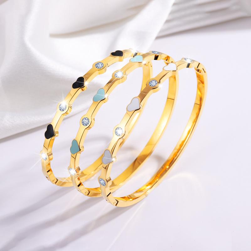 Gold-Tone Bangle Bracelets With Rhinestones And Faux Pearls, Set Of 3  |  Womens Bracelets Bracelets Bracelets