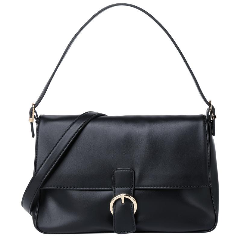 Harlow Crinkled Leather Shoulder Bag  |  Womens Shoulder Bags Handbags BLACK