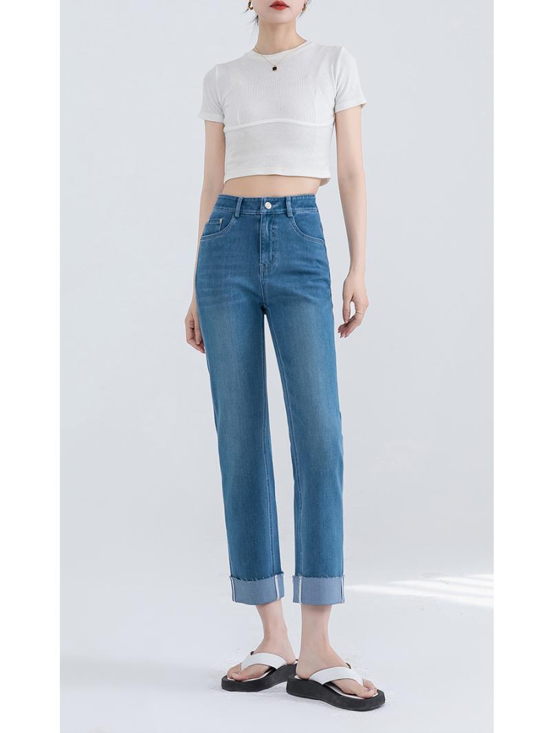 Hopewell Straight Cuffed Jeans  |  Womens Jeans Clothing DKBLU