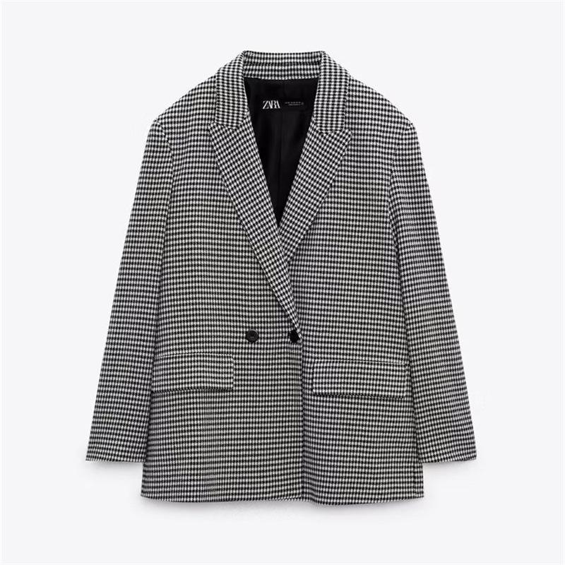 Houndstooth Single-Breasted Tailored Blazer  |  Womens Jackets & Blazers Clothing BLACK WHITE