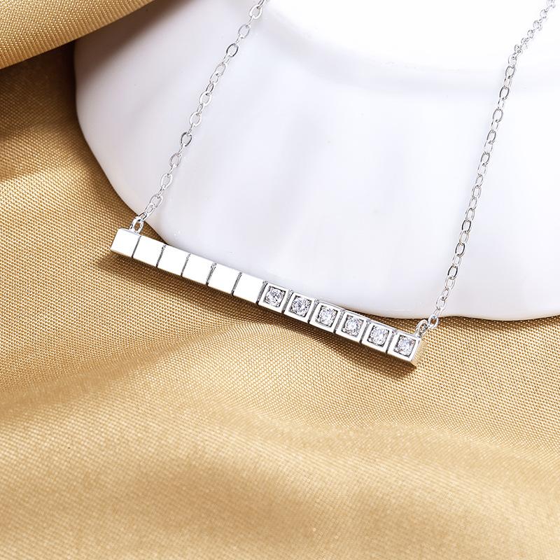 Ice Cube 18K Yellow Gold Diamond Bar Necklace  |  Womens Necklaces Jewelry Necklaces