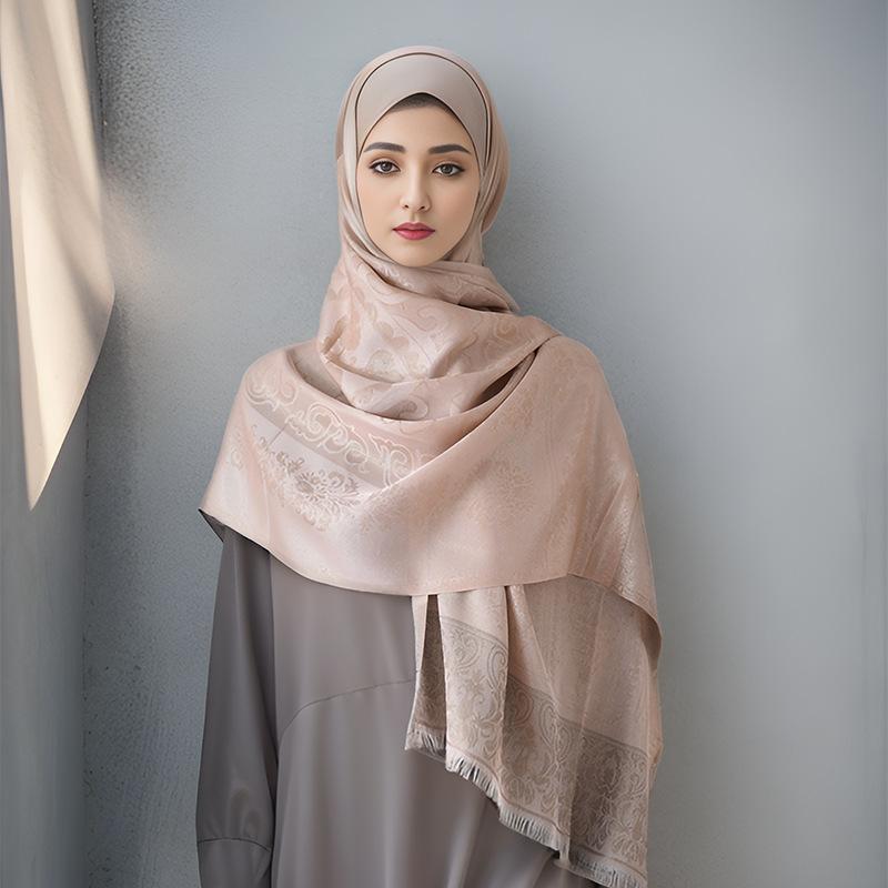 Jacquard Anagram Wool & Silk Stole  |  Womens Scarves & Wraps Accessories Camel