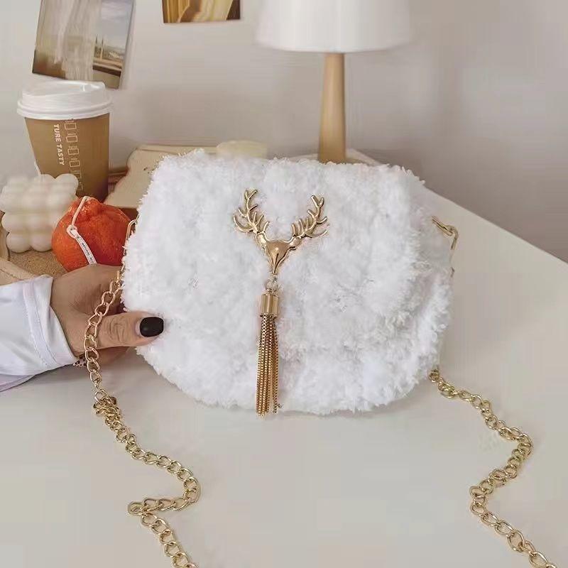 Jamie Small Ysl Shoulder Bag In Lamb Shearling Fur  |  Womens Shoulder Bags Handbags GRAINY MOSS