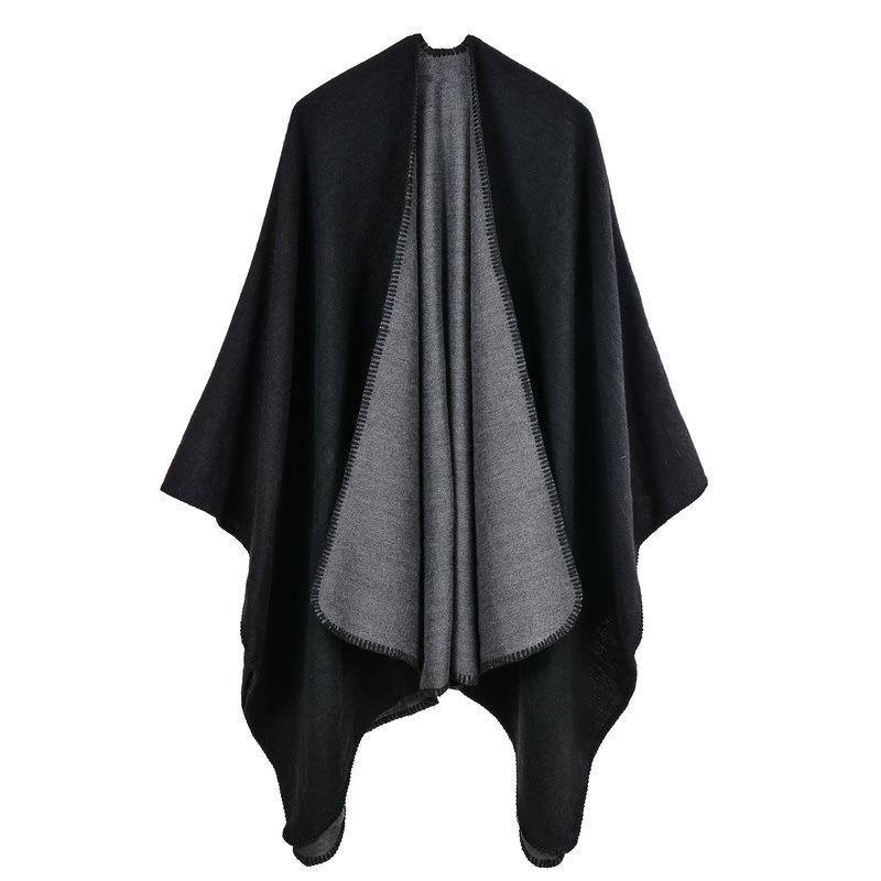 Jersey-Knit Cashmere Cape With Stone Placket  |  Womens Scarves & Wraps Accessories BLACK