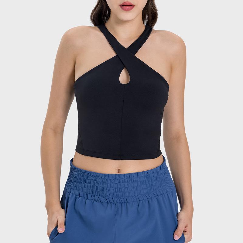 Jules Cross-Neck Cropped Tank Top  |  Womens Activewear Activewear Activewear