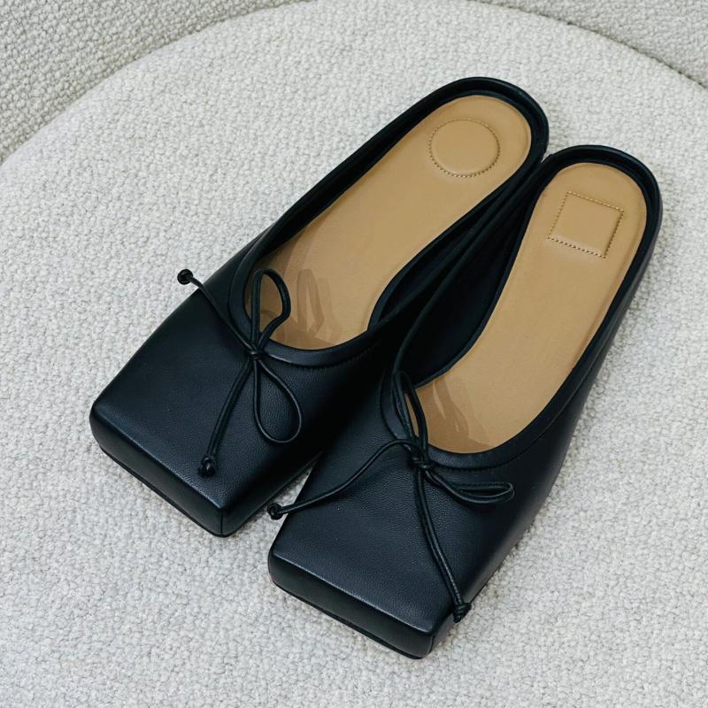 Lambskin Bow Ballerina Mules  |  Womens Mules & Slides Mules & Slides BLACK